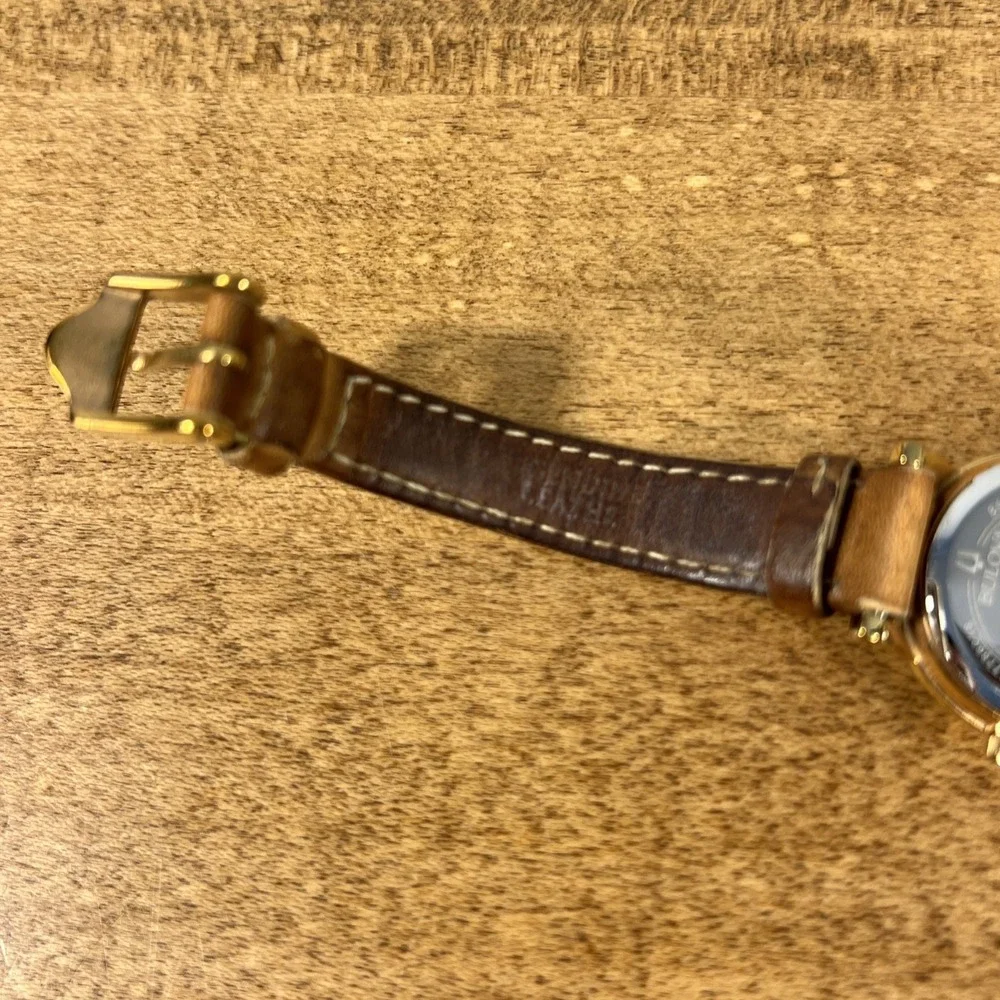 Bulova Women's Analog Brown Genuine Leather Gold Tone Quartz Watch Needs Battery